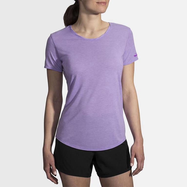 Brooks Distance NZ - Women's Short Sleeve Running Shirt - Purple (42091-LDXP)